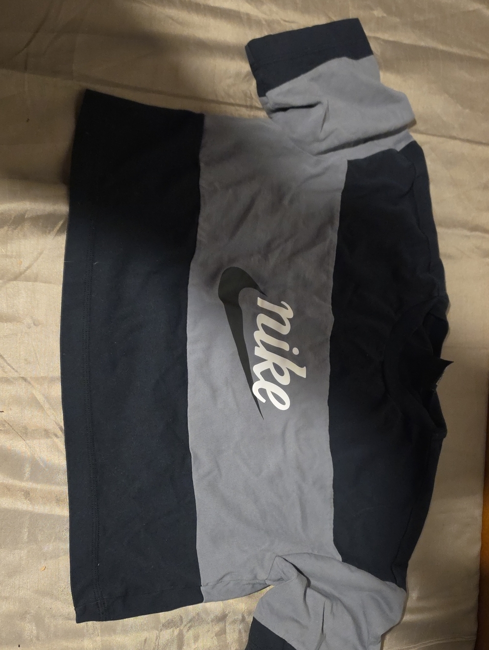 Nike Kids Colorblock Sweatshirt Crop Top - Black & Gray